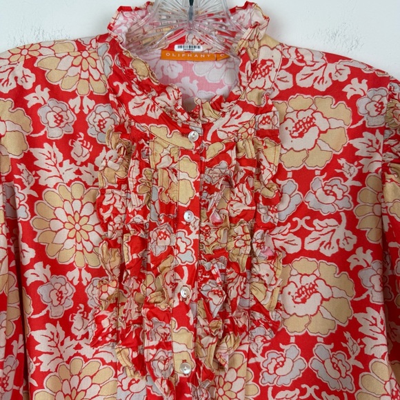 Oliphant Short Sleeve Pintuck Button Down Blouse Size S - Picture 4 of 15